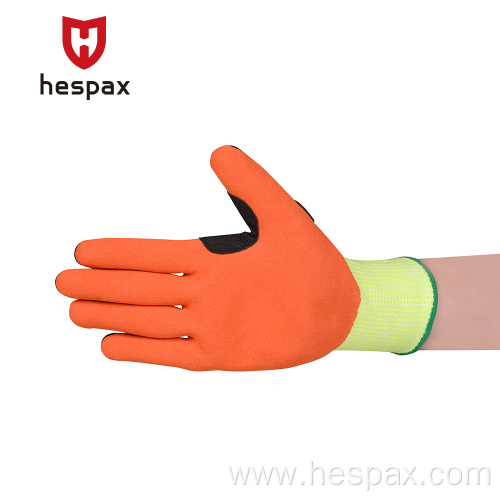 Hespax Nylon Nitrile Anti-cut Anti-impact Construction Glove